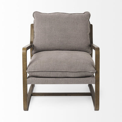 34" Cream and Black Fabric Lounge Chair