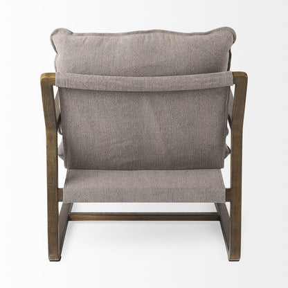 34" Cream and Black Fabric Lounge Chair