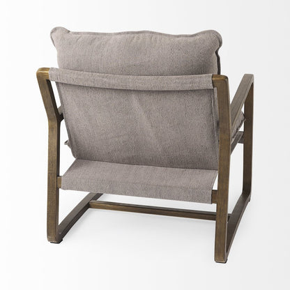 34" Cream and Black Fabric Lounge Chair