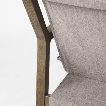 34" Cream and Black Fabric Lounge Chair