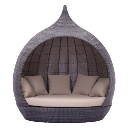 Teardrop Shaped Brown and Beige Daybed