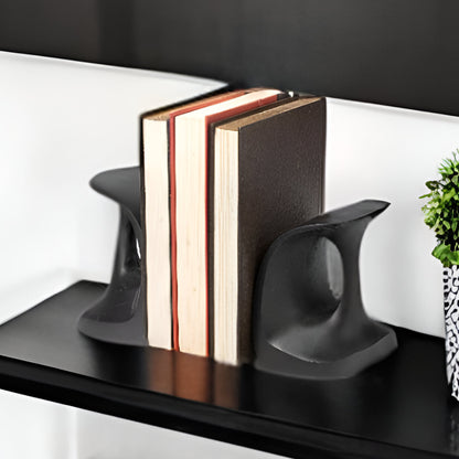 Set of Two 6" Black Metal Decorative Bookends