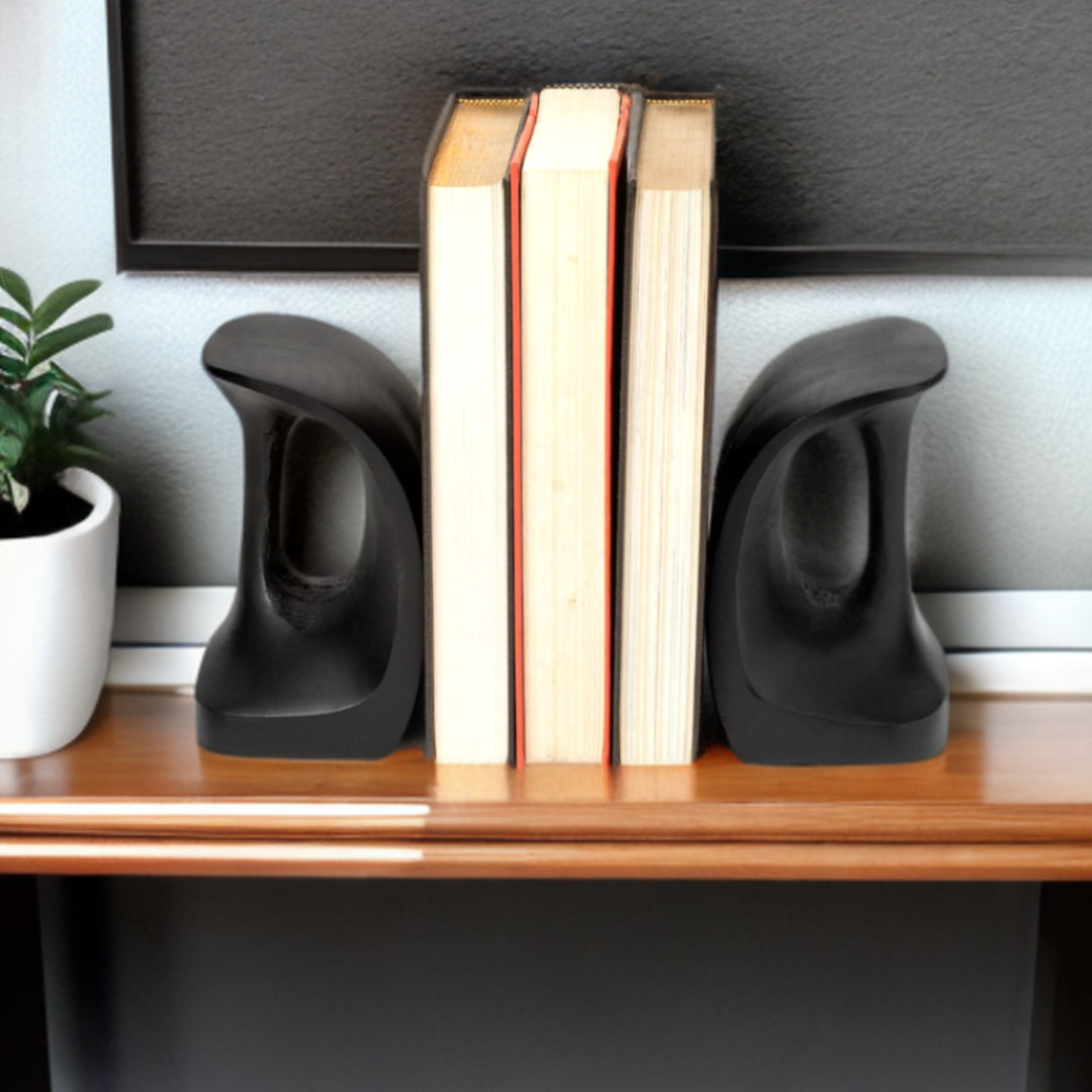 Set of Two 6" Black Metal Decorative Bookends