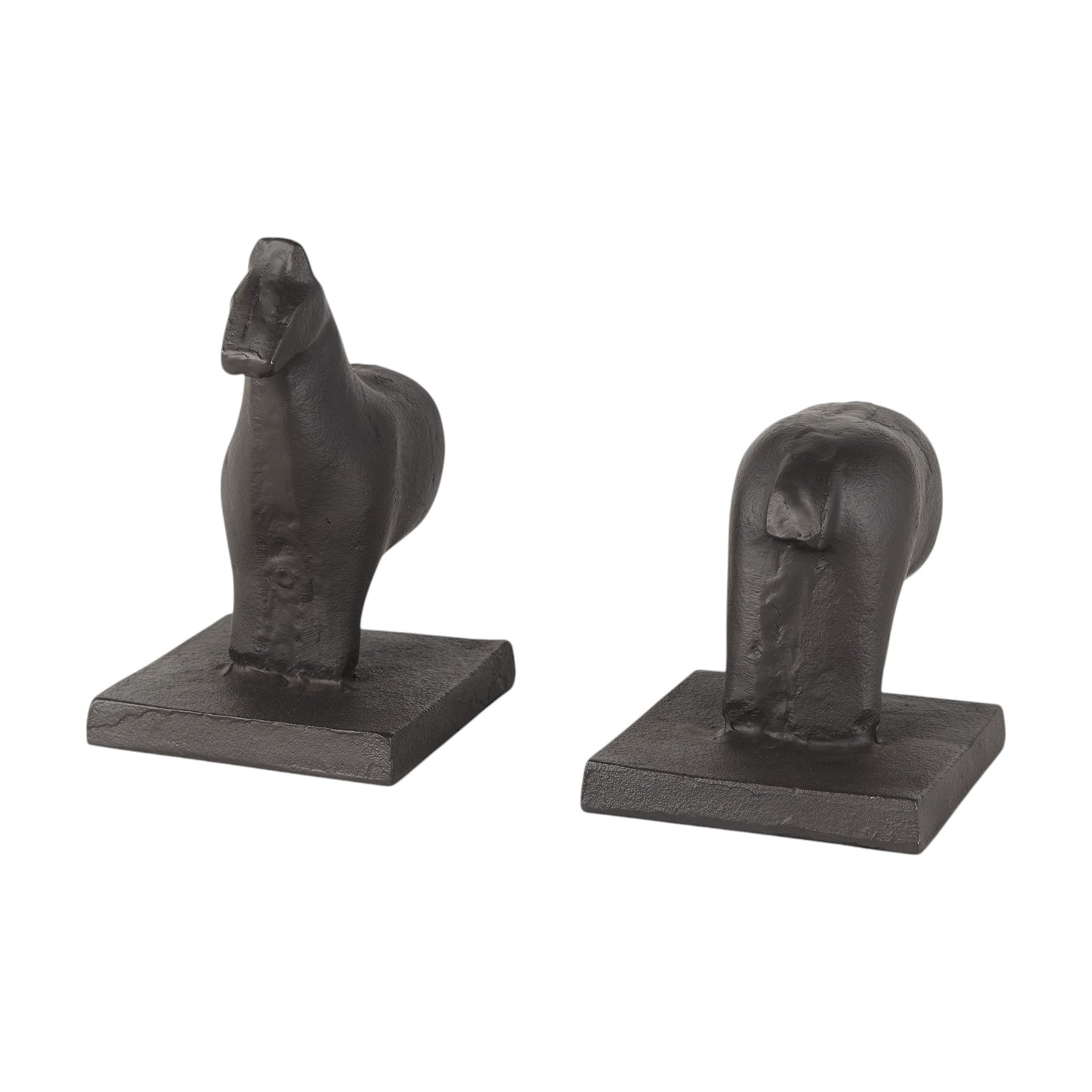 Set of Two 7" Black Cast Iron Horse Decorative Bookends