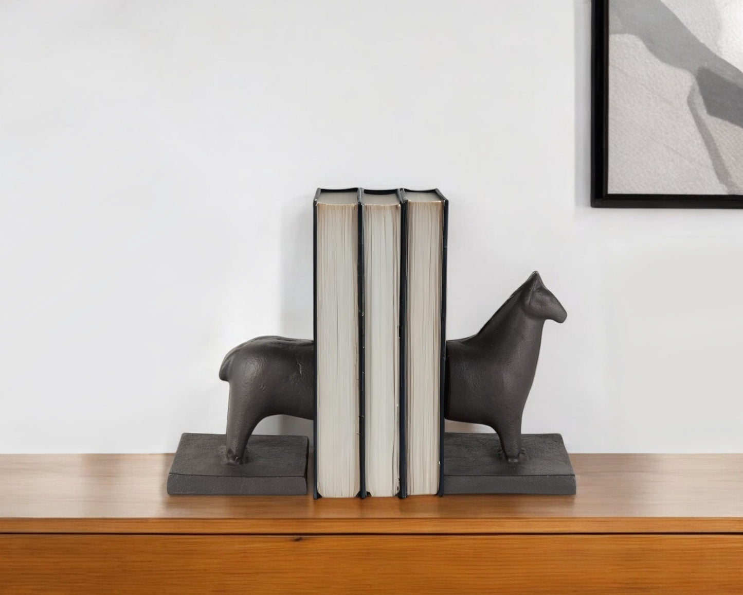 Set of Two 7" Black Cast Iron Horse Decorative Bookends