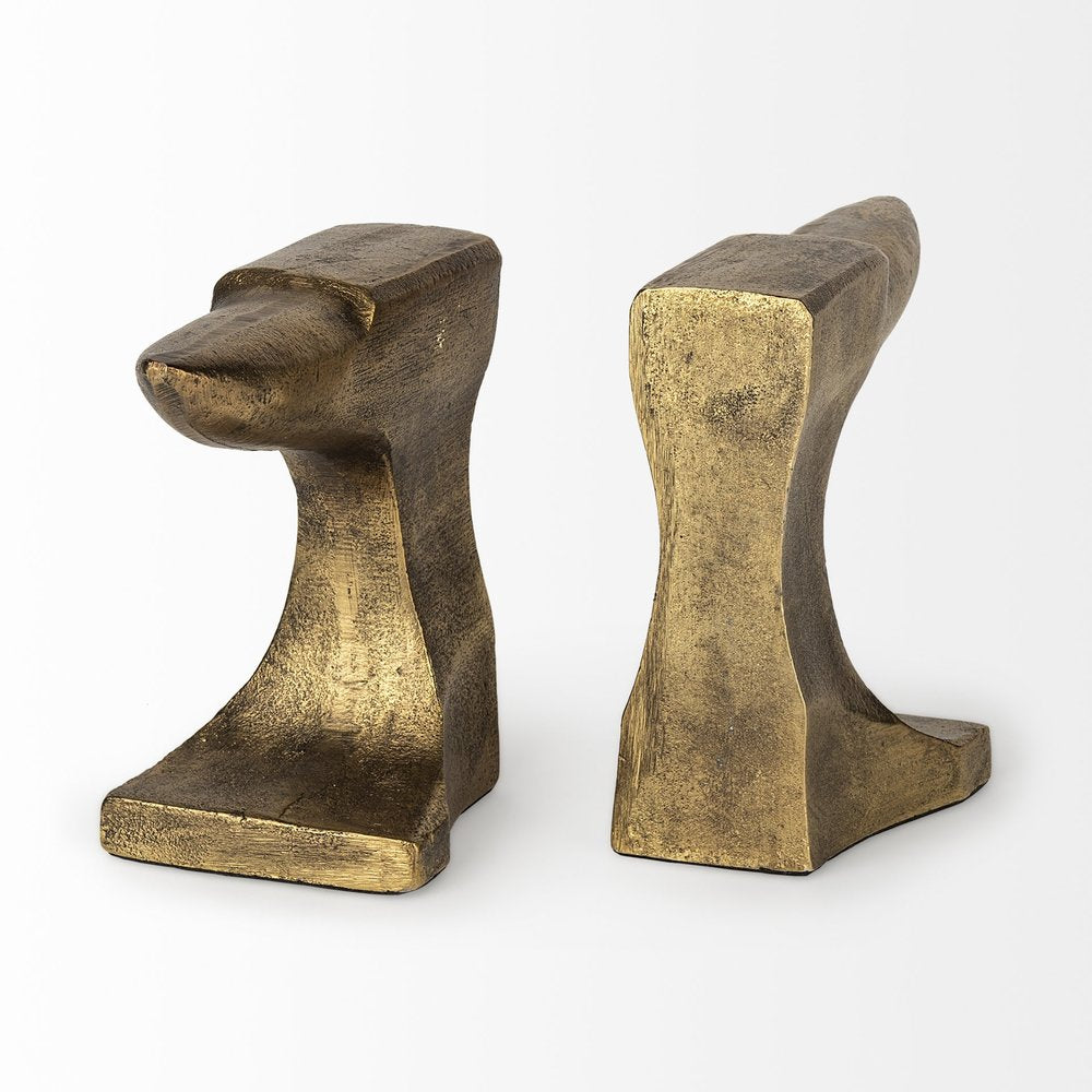 Set of Two 6" Gold Metal Decorative Bookends
