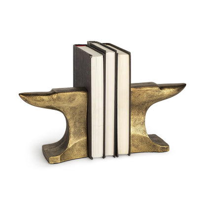 Distressed Brushed Gold Anvil Bookends