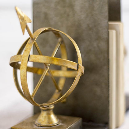 Set of Two Gold Metal Decorative Bookends