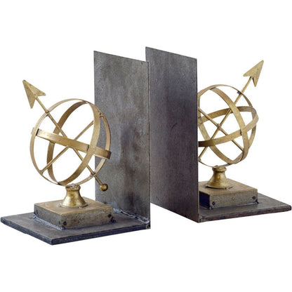 Set of Two Gold Metal Decorative Bookends