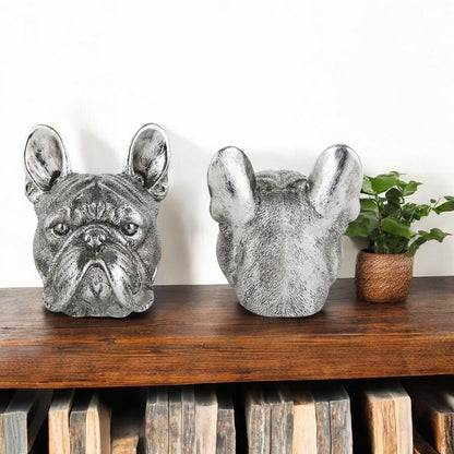 Set of Two 6" Silver Metal Dog Decorative Bookends