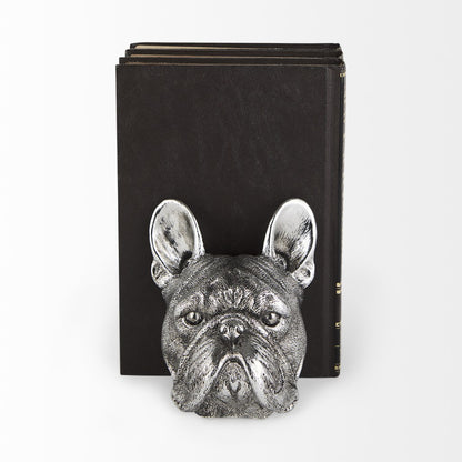 Set of Two 6" Silver Metal Dog Decorative Bookends