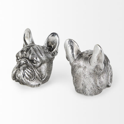 Set of Two 6" Silver Metal Dog Decorative Bookends