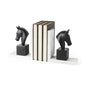 Set of Two 8" Black Glass Horse Decorative Bookends