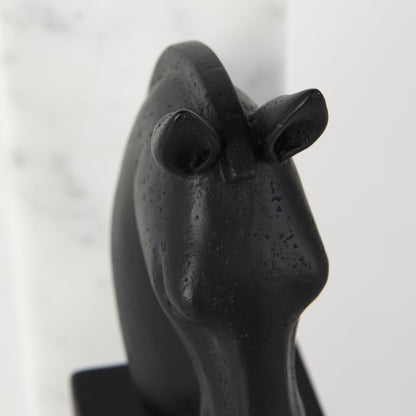 Set of Two 8" Black Glass Horse Decorative Bookends