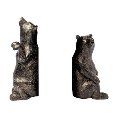 Set of Two Gray Resin Bear Decorative Bookends