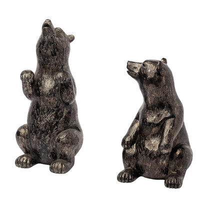 Set of Two Gray Resin Bear Decorative Bookends