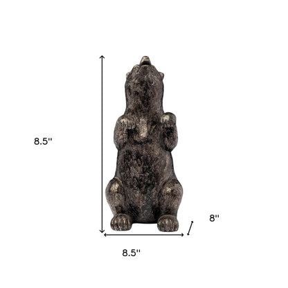 Set of Two Gray Resin Bear Decorative Bookends