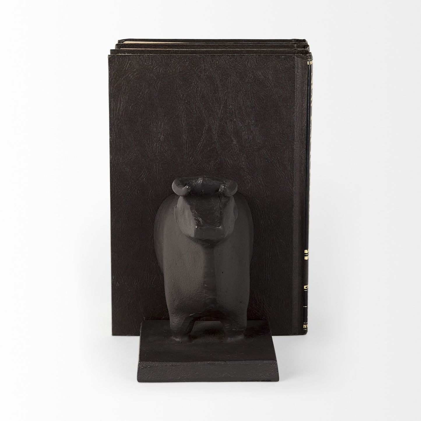 Black Cast Aluminum Bull Bookends