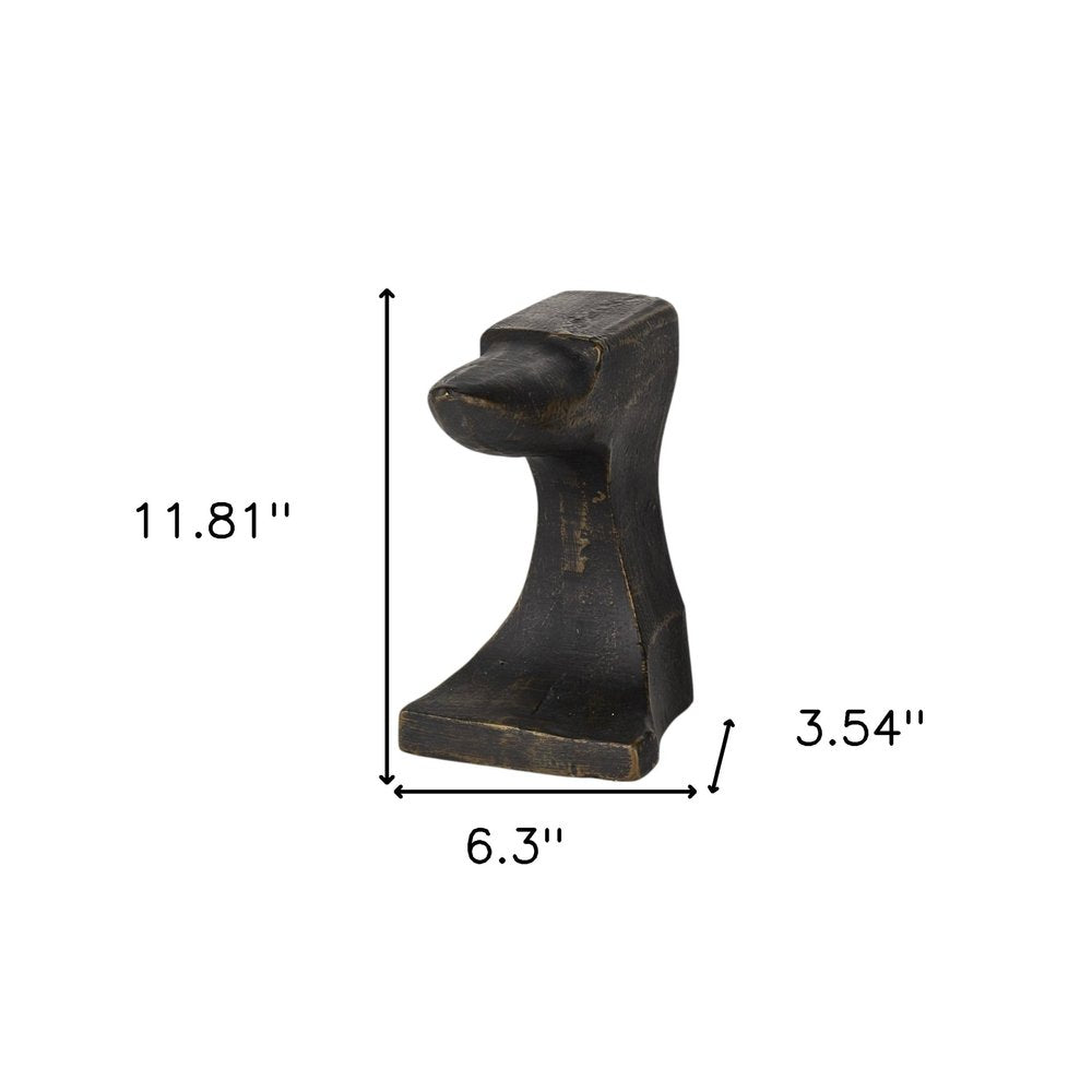 Set of Two 6" Black And Gold Polyresin Decorative Bookends