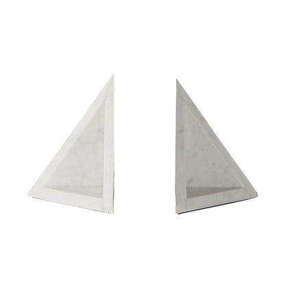 Set of Two White Marble Decorative Bookends