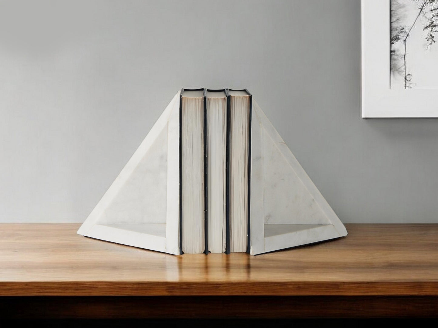 3D Modern Triangle Marble Bookends