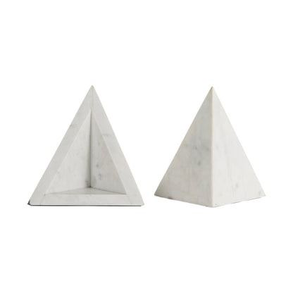 Set of Two White Marble Decorative Bookends
