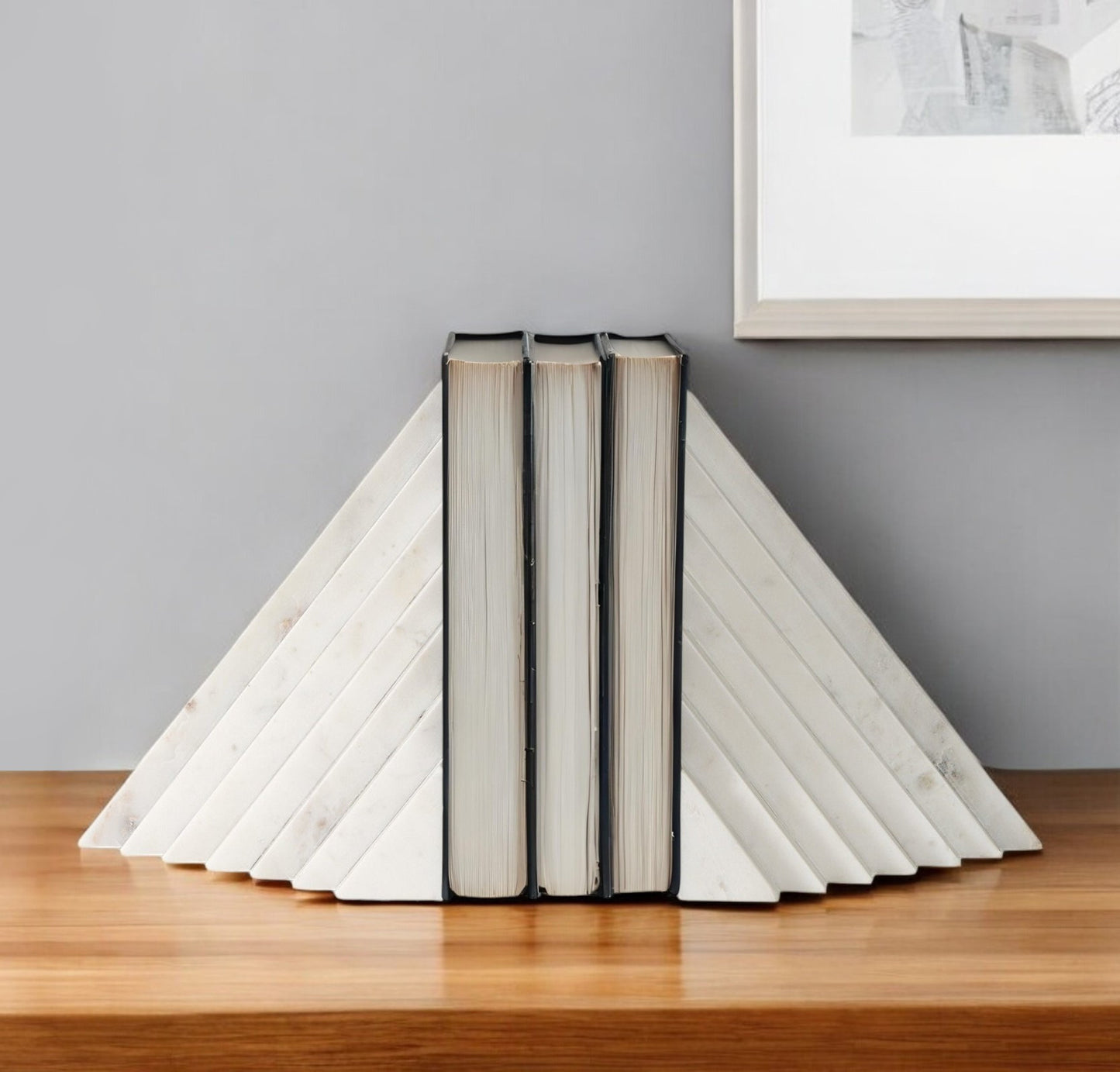 Set of Two 9" White Polyresin Decorative Bookends