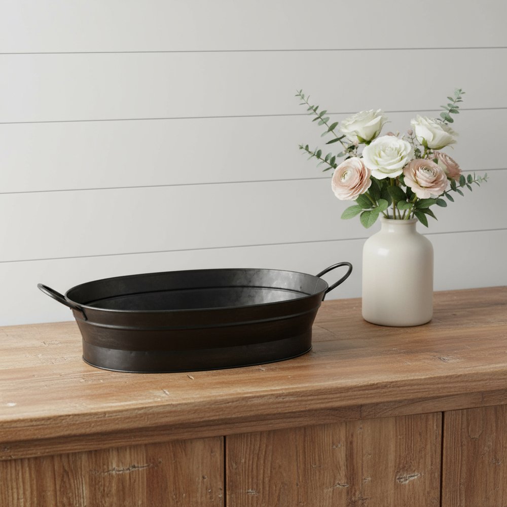 Vintage Black Metal Storage Basket
