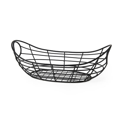 22" Black Metal Oval Storage Basket