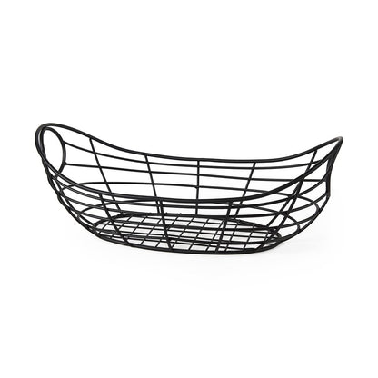 22" Black Metal Oval Storage Basket