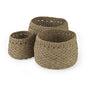 Set of Three 15" Brown Wicker Desk Organizer