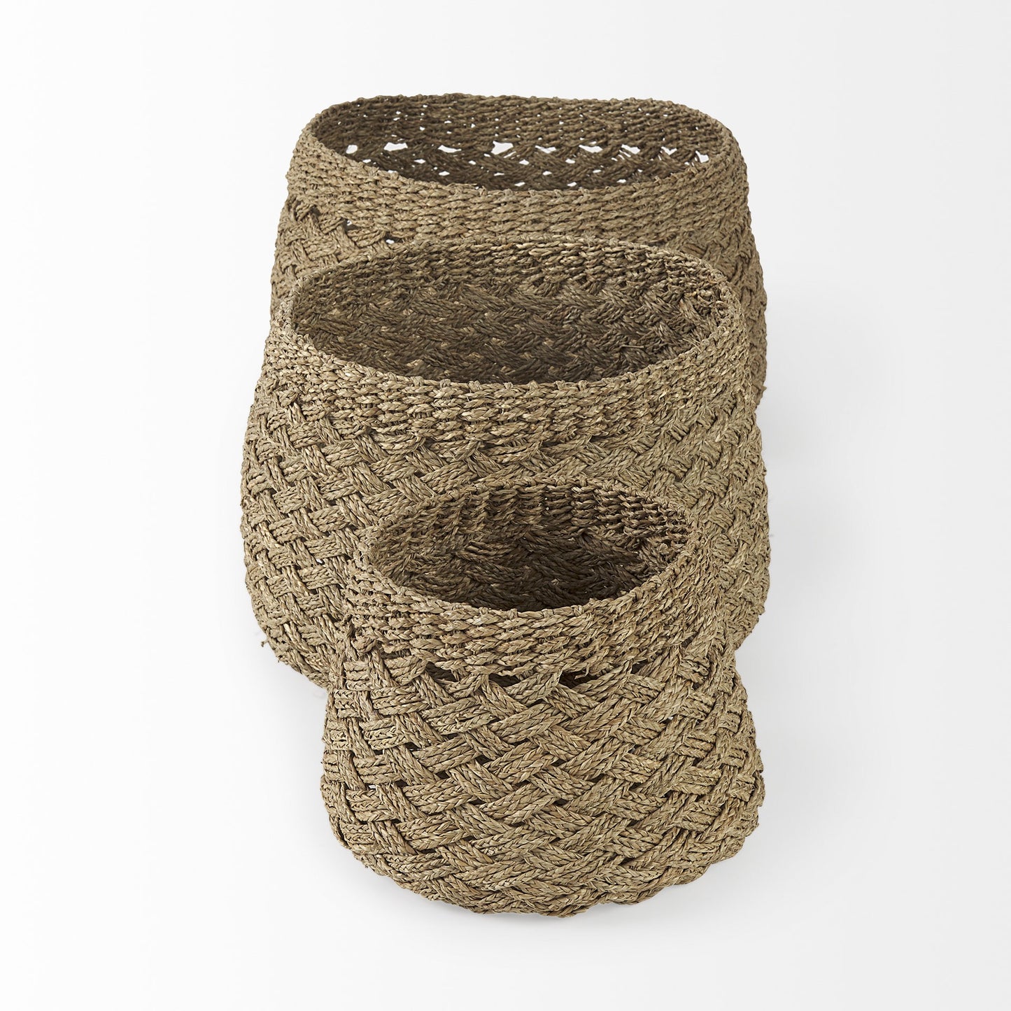 Set of Three 15" Brown Wicker Desk Organizer