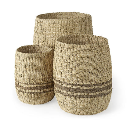 20" Brown And Natural Seagrass Basket