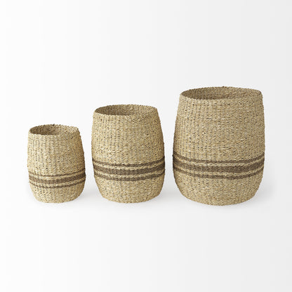 Set Of Three Detailed Wicker Storage Baskets