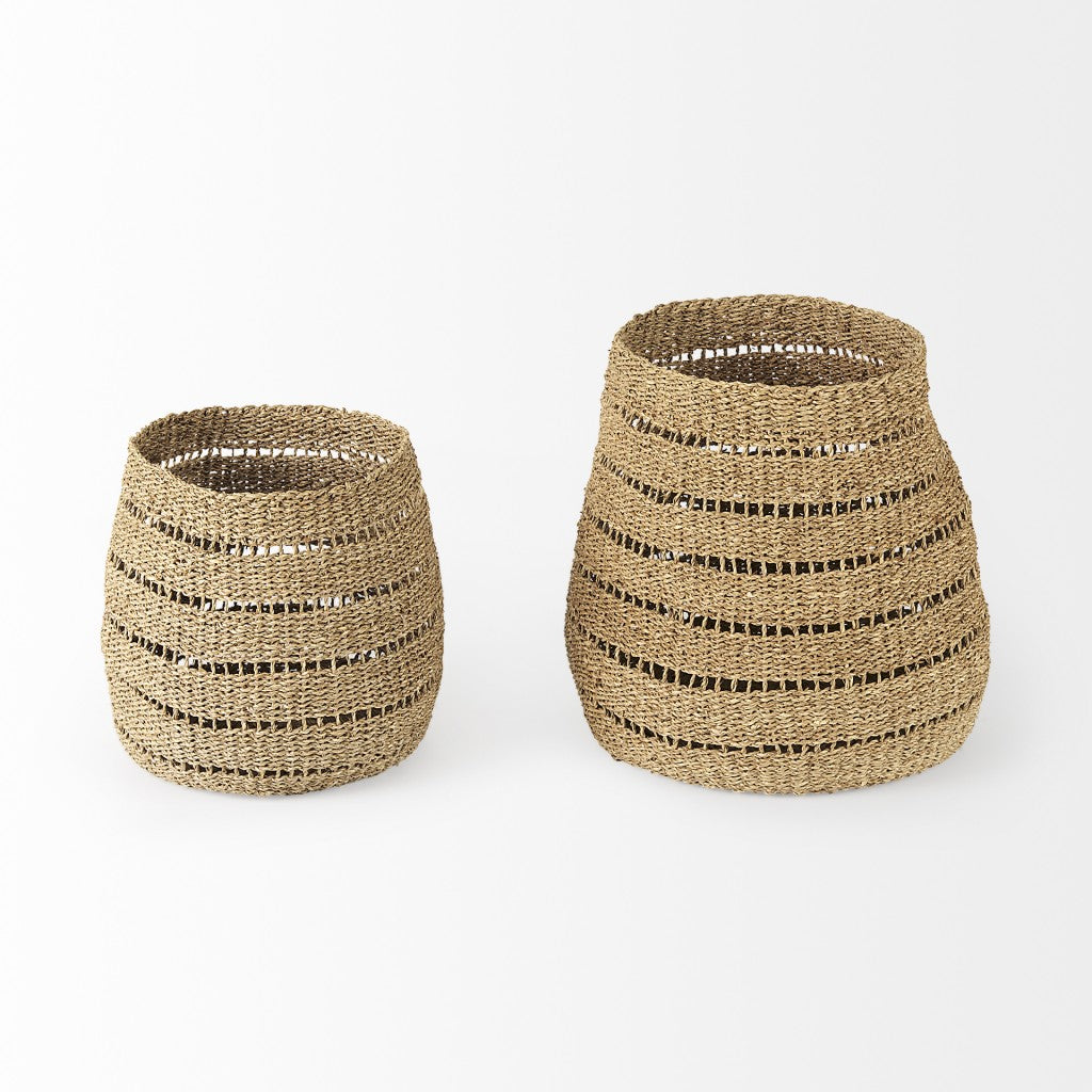 Set of Two 18" Brown Wicker Basket