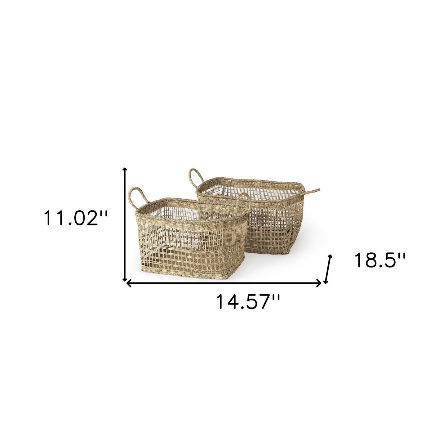 Set of Two 15" Natural Wicker Basket