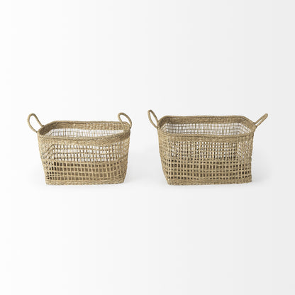 Set of Two 15" Natural Wicker Basket