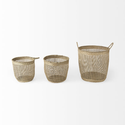 Set of Three 20" Natural Wicker Basket