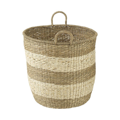Set of Two Natural And Beige Wicker Basket