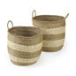 Set of Two Natural And Beige Wicker Basket