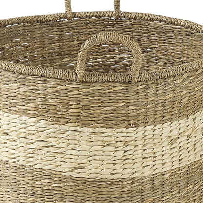 Set of Two Natural And Beige Wicker Basket