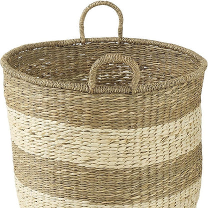 Set of Two Natural And Beige Wicker Basket