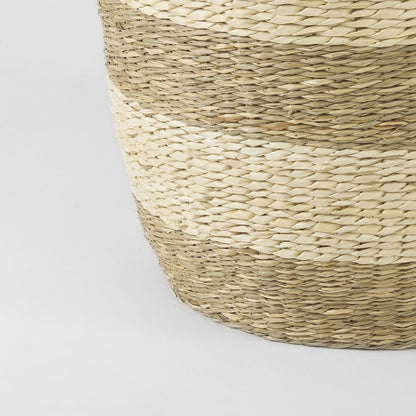 Set of Two Natural And Beige Wicker Basket
