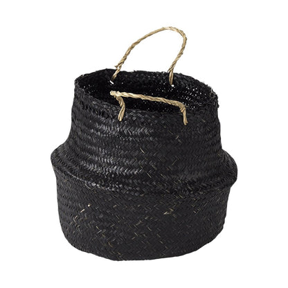 Set of Three Black Wicker Basket