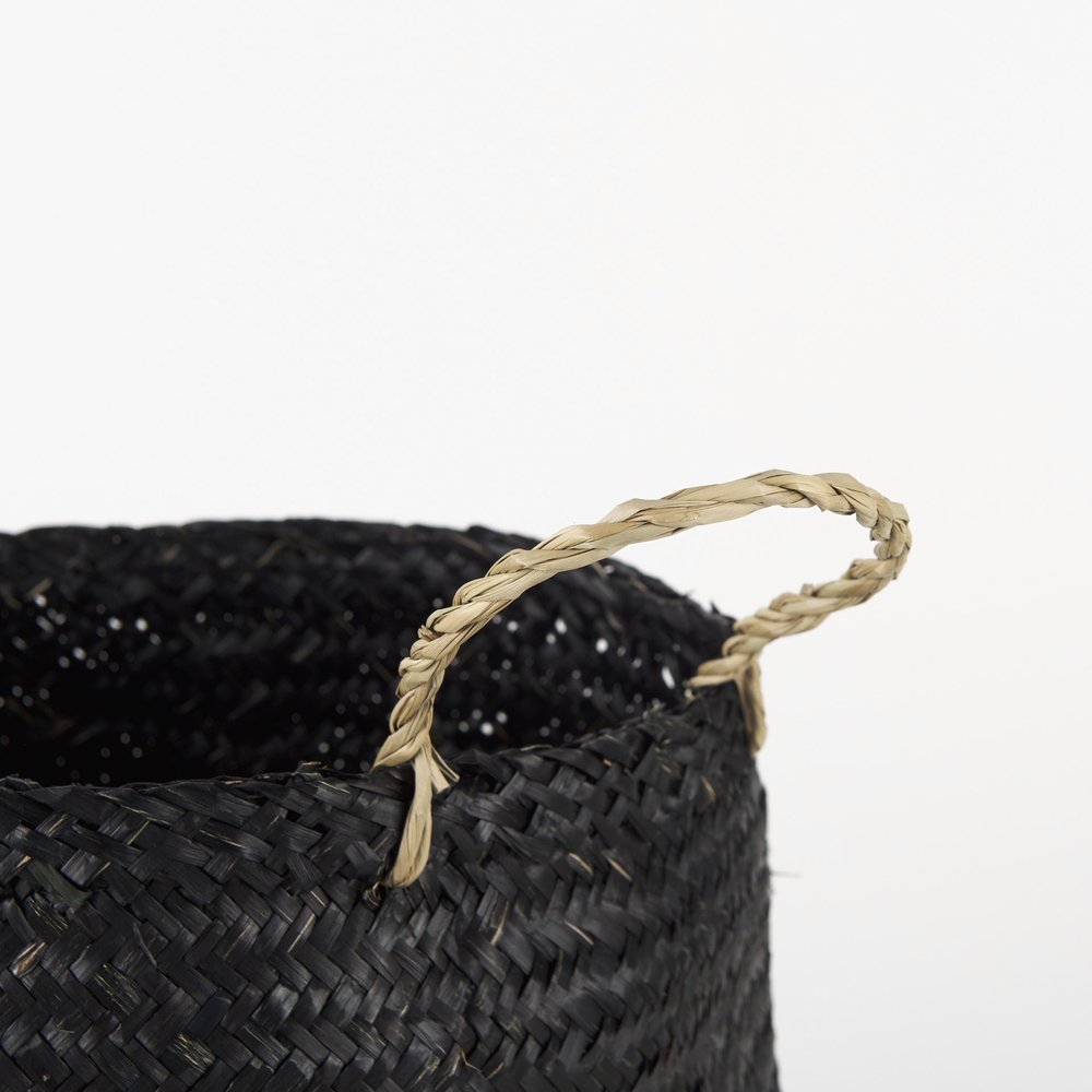 Set of Three Black Wicker Basket