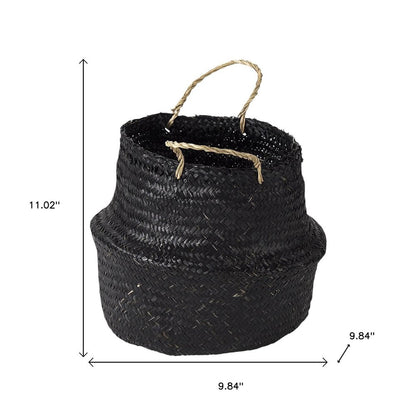 Set of Three Black Wicker Basket