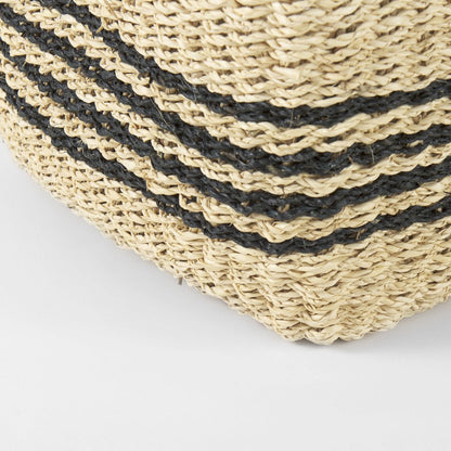 Set of Two Natural And Black Rattan Basket