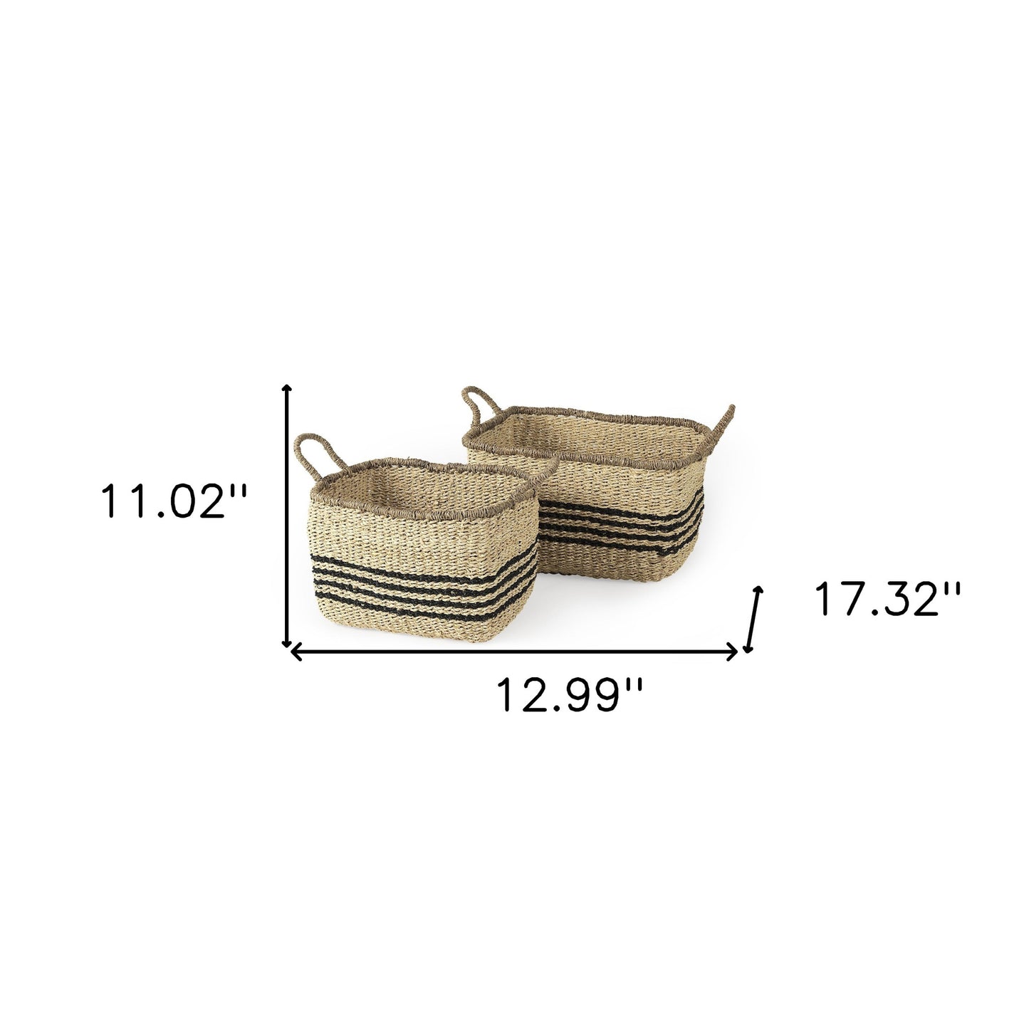 Set of Two 13" Natural Wicker Basket