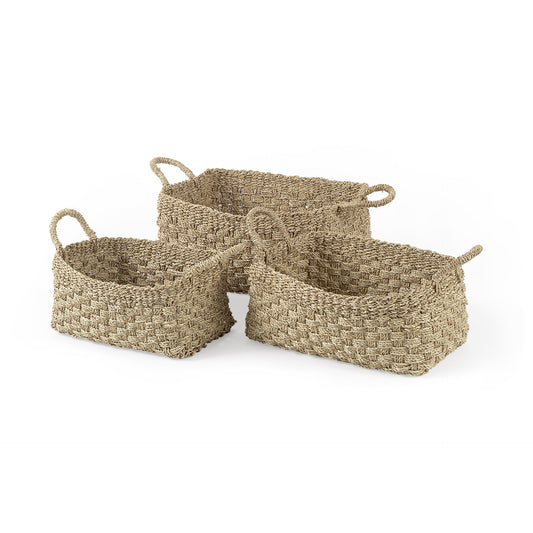 Set of Three 12" Natural Wicker Basket