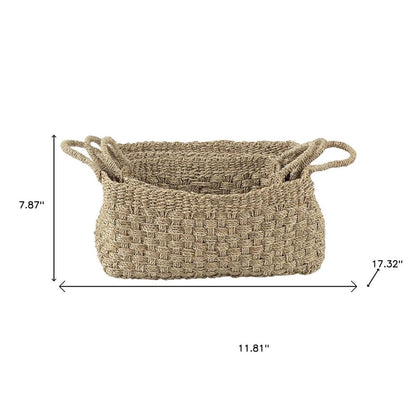 Set of Three Natural Wicker Basket